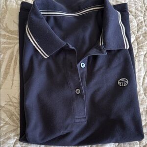 Tory Burch Navy Polo Shirt with White Trim